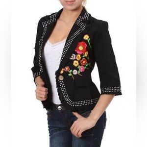 Embroidered Black Women's Jacket